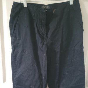Talbots summer black slacks - firefly embroidery